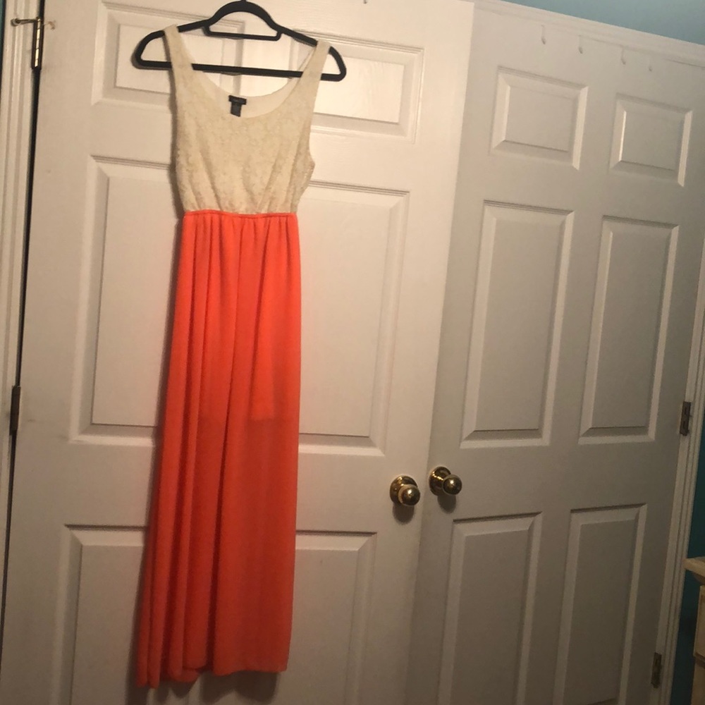 Neon orange and lace  dress